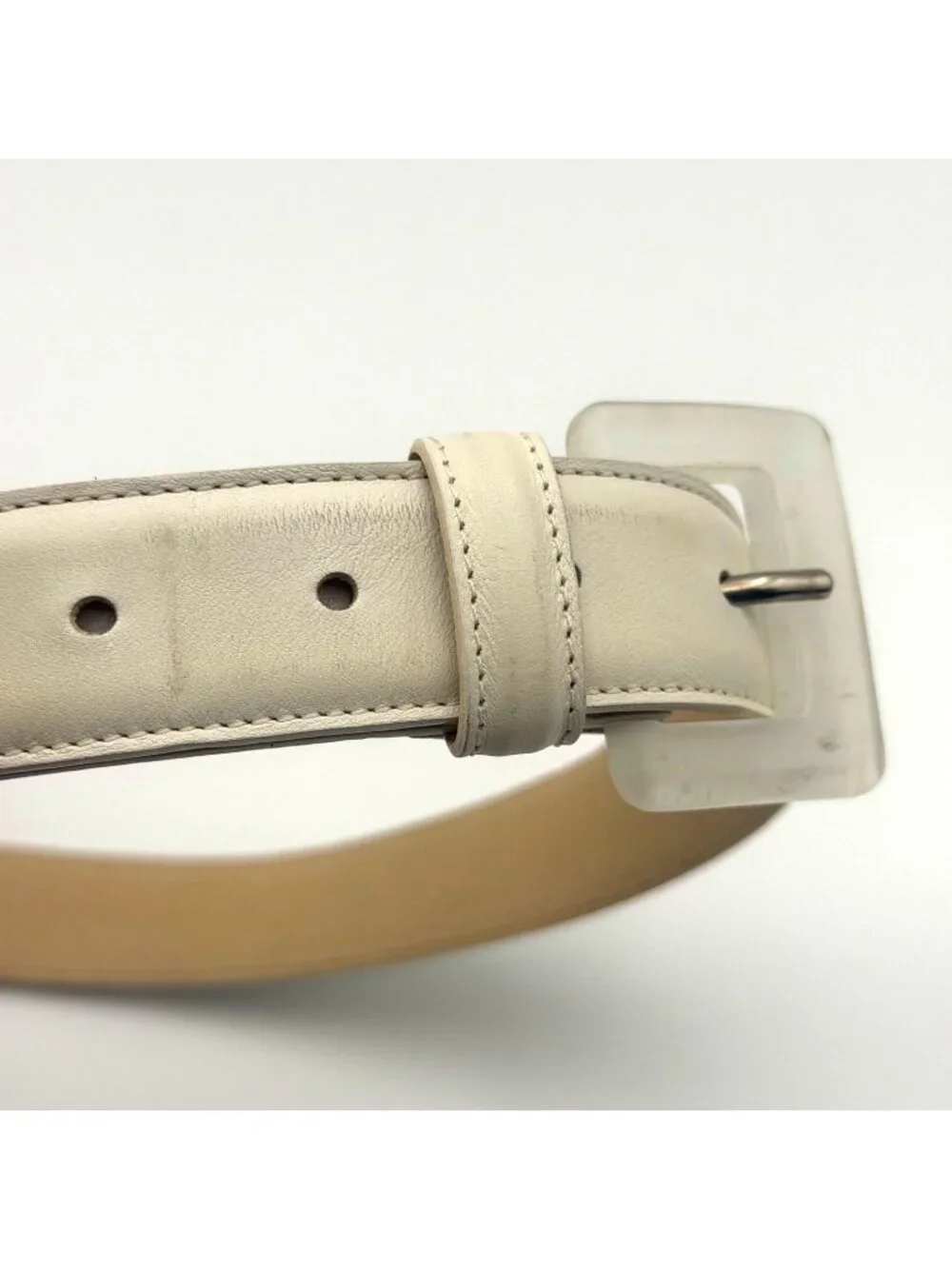 Talbots White Genuine Leather Wide Waist Belt Womens Size S Italy